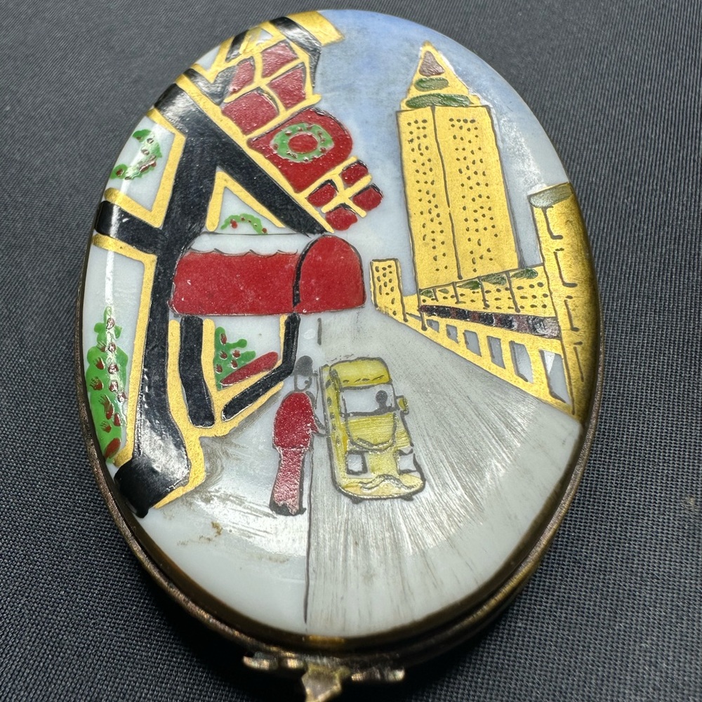 Hand painted and signed trinket box